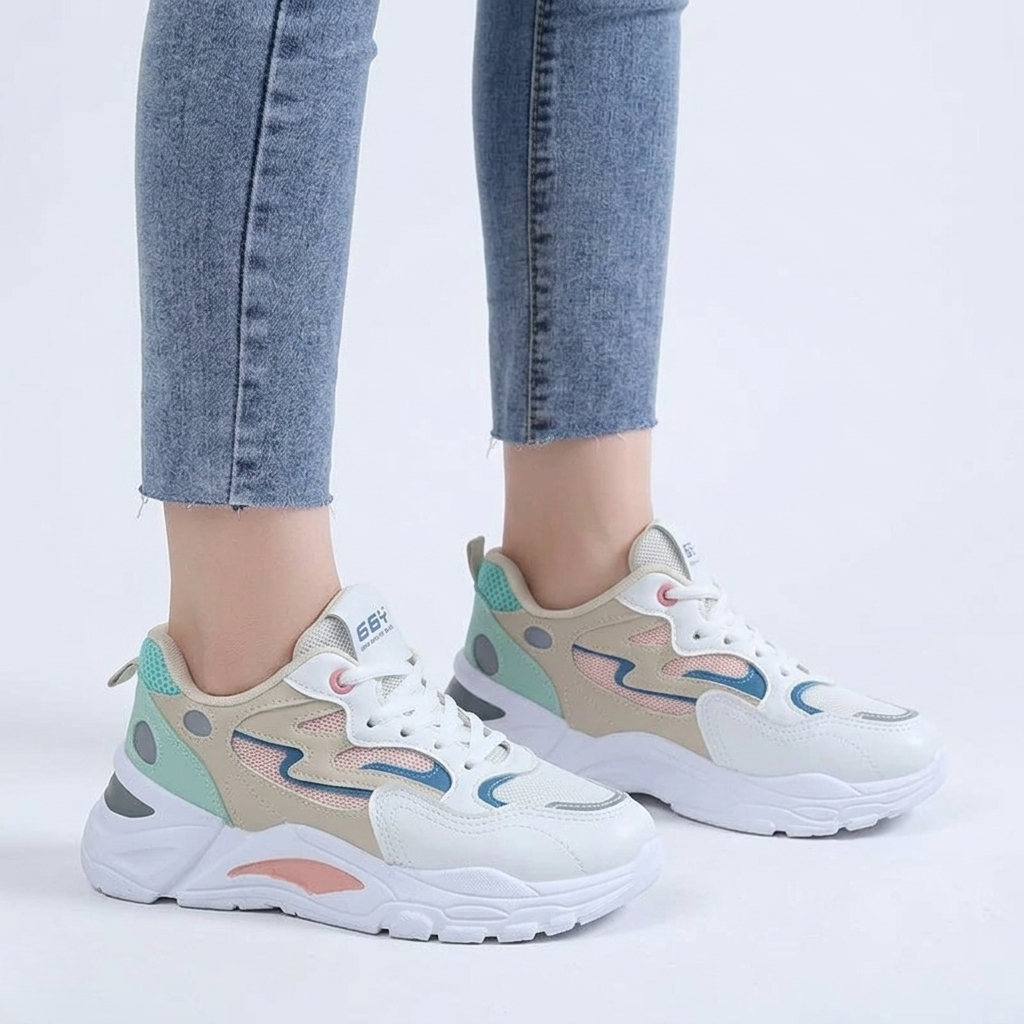 Women's Orthopedic Walking Sneakers with Breathable Mesh and Chunky Sole