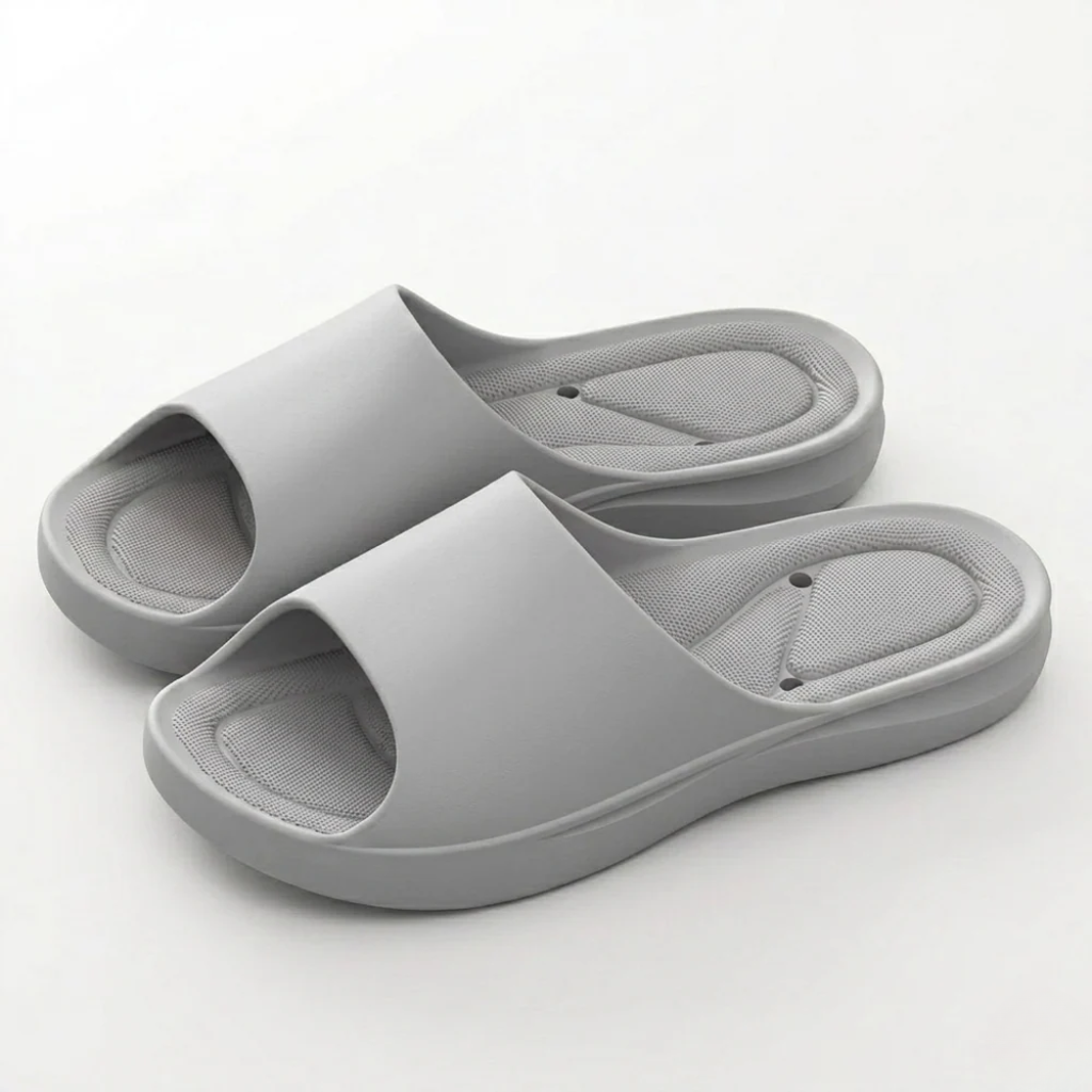 Women's Orthopedic Slide Sandals with Smooth Upper and Textured Footbed