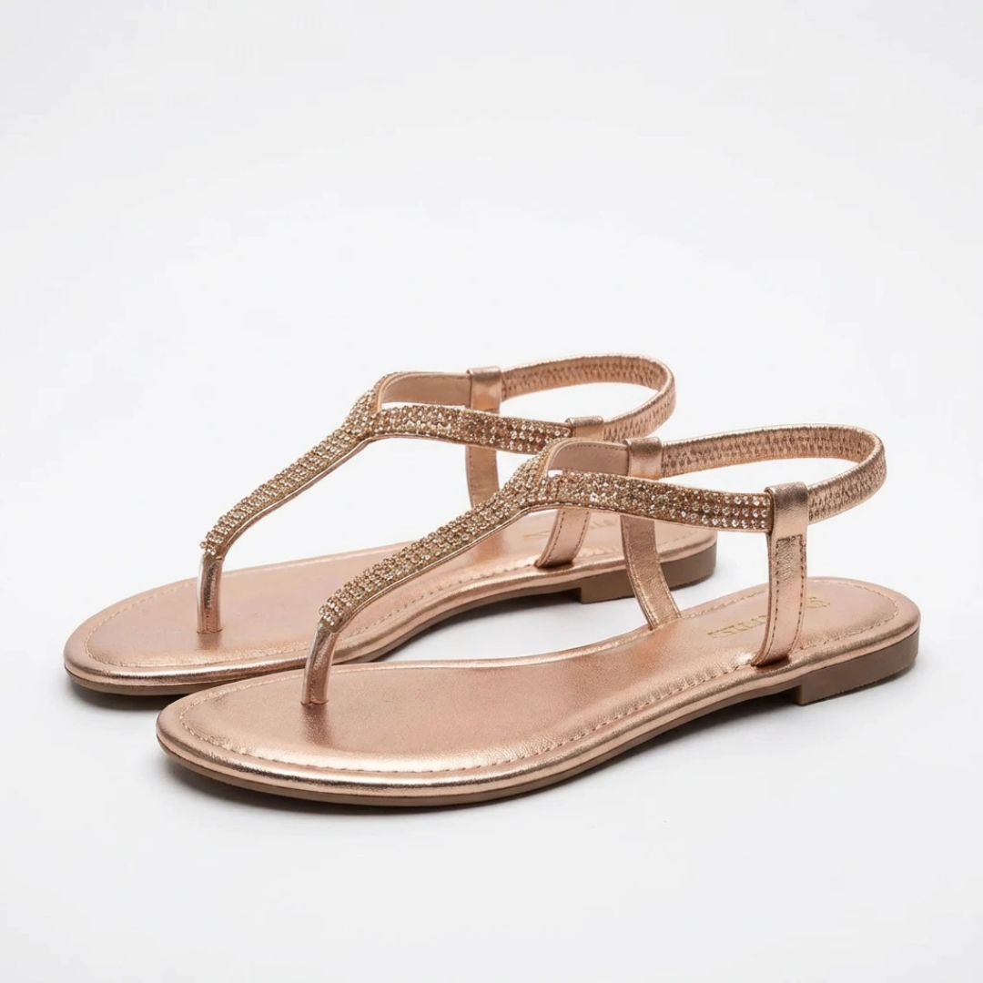 Women's Comfortable Footbed Sandals with Sparkly Design