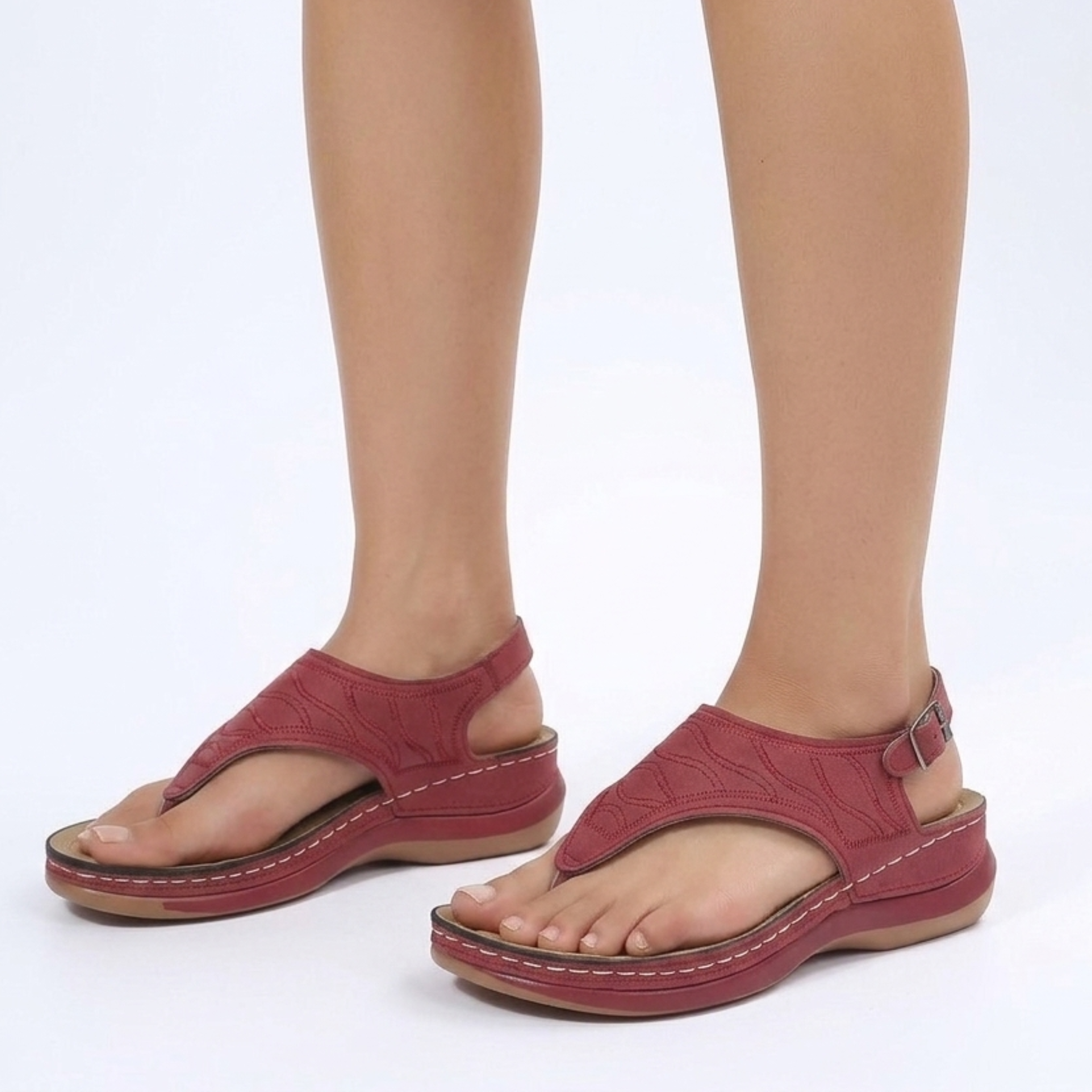 Women's Wedge Sandals with Ankle Strap and Open Toe