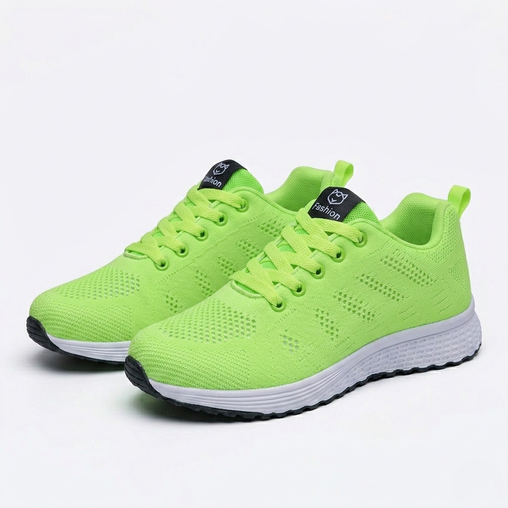 Women's Orthopedic Mesh Sneakers with Textured Sole and Lace-Up Detail