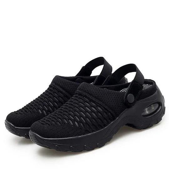 Women's Orthopedic Mesh Slingback Mules with Air Cushion Sole and Perforated Detail