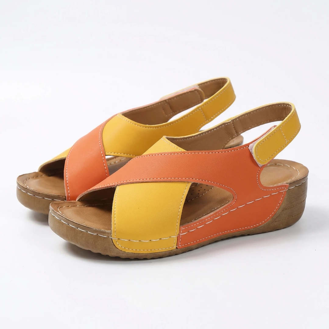 Women's Adjustable Leather Sandals with Contoured Footbed