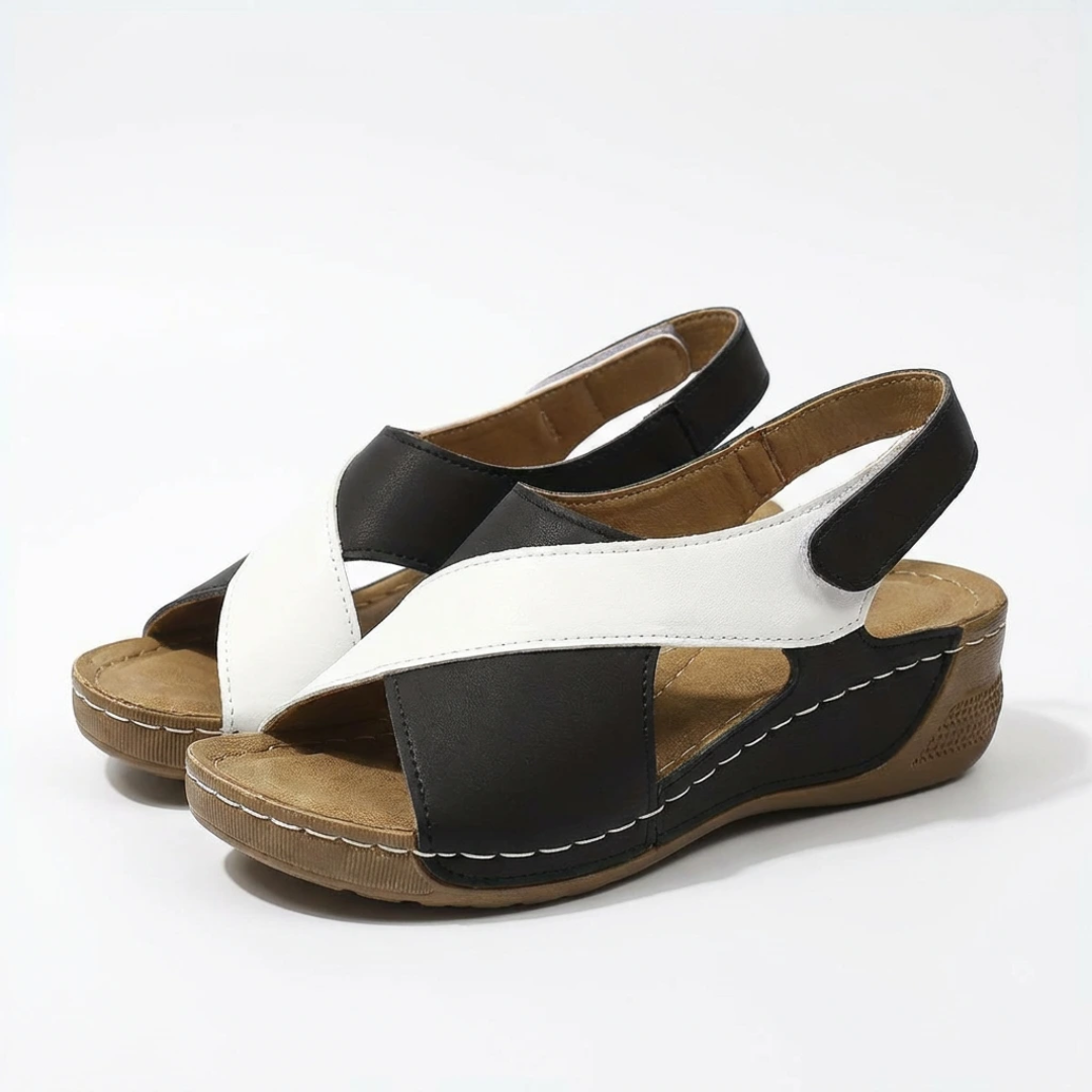 Women's Adjustable Leather Sandals with Contoured Footbed