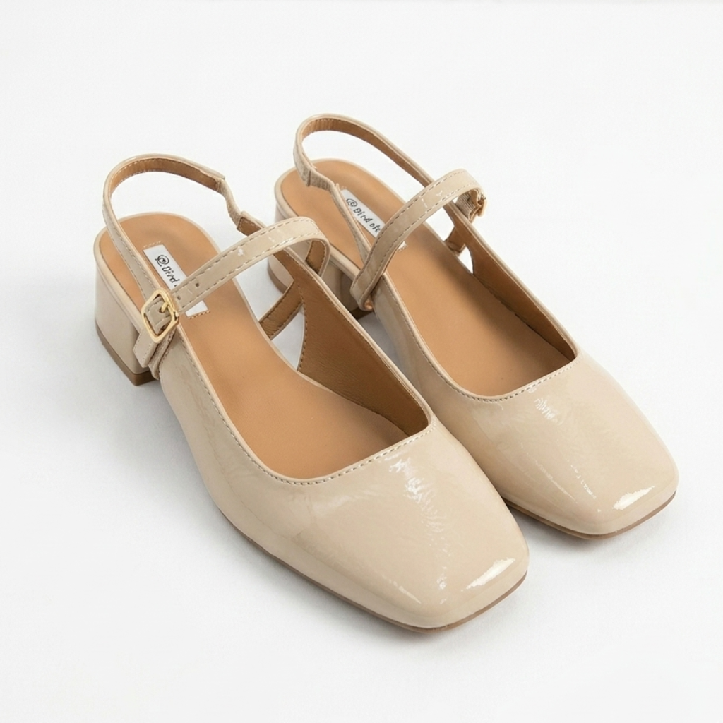 Women's Mary Jane Block Heels with Square Toe and Ankle Strap