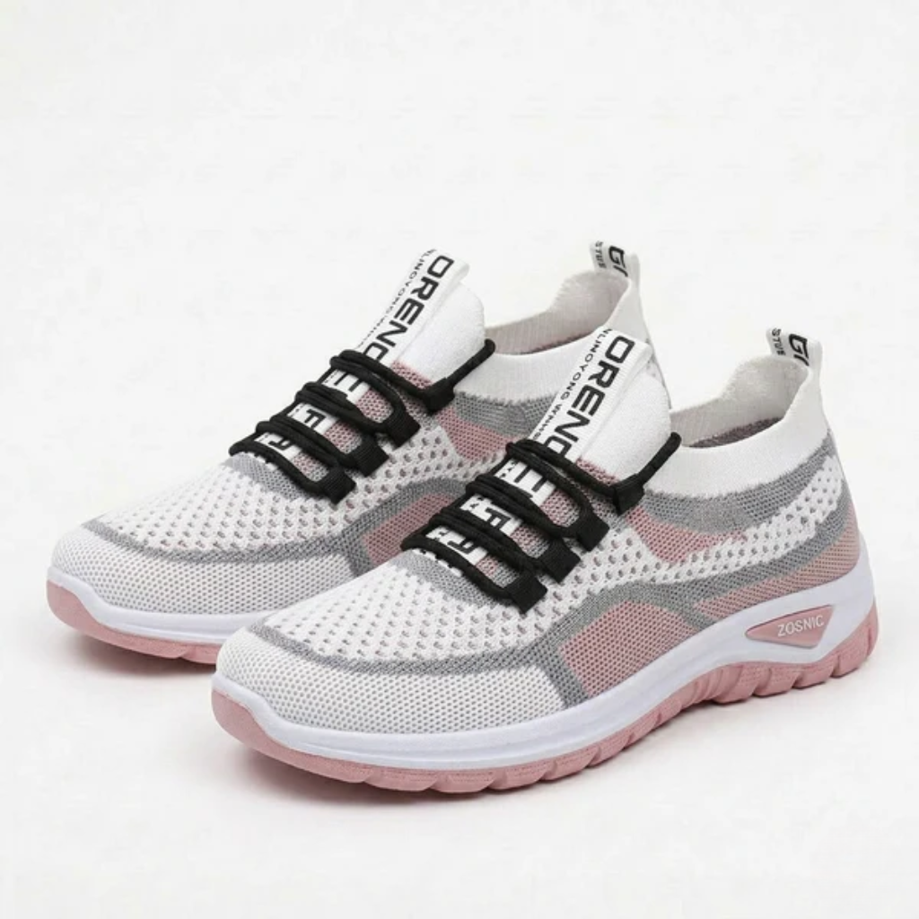 Women's Breathable Mesh Sneakers with Lace-up Detail and Contrast Sole