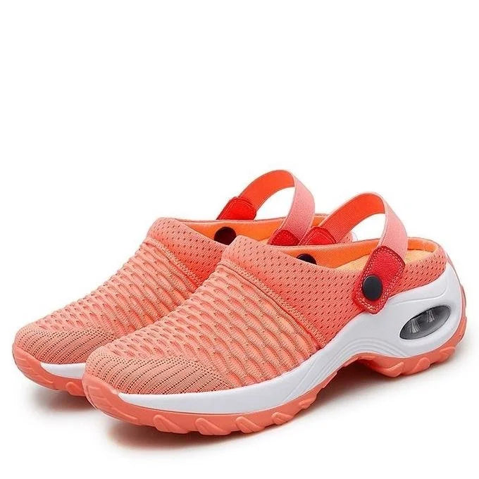 Women's Orthopedic Mesh Slingback Mules with Air Cushion Sole and Perforated Detail