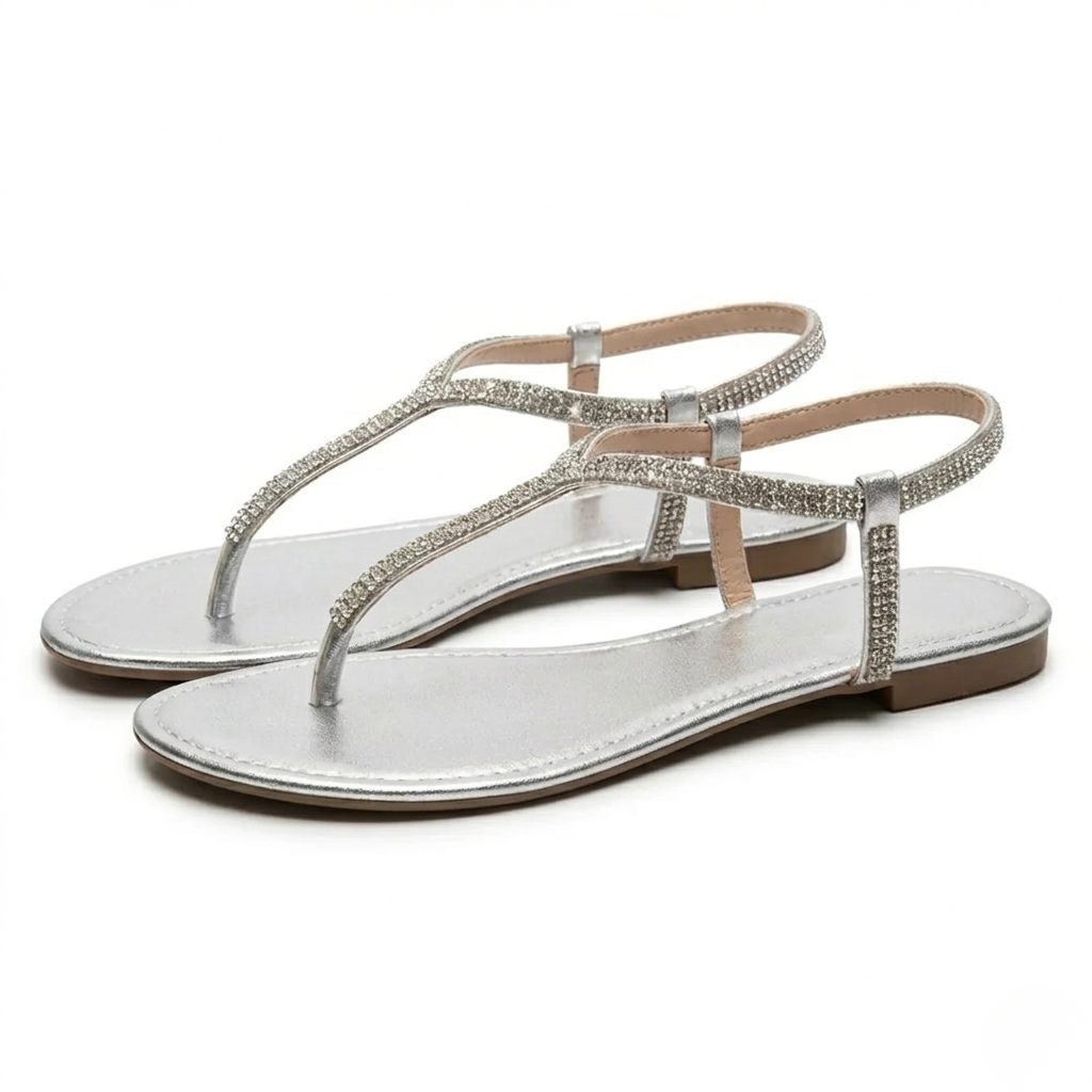 Women's Comfortable Footbed Sandals with Sparkly Design