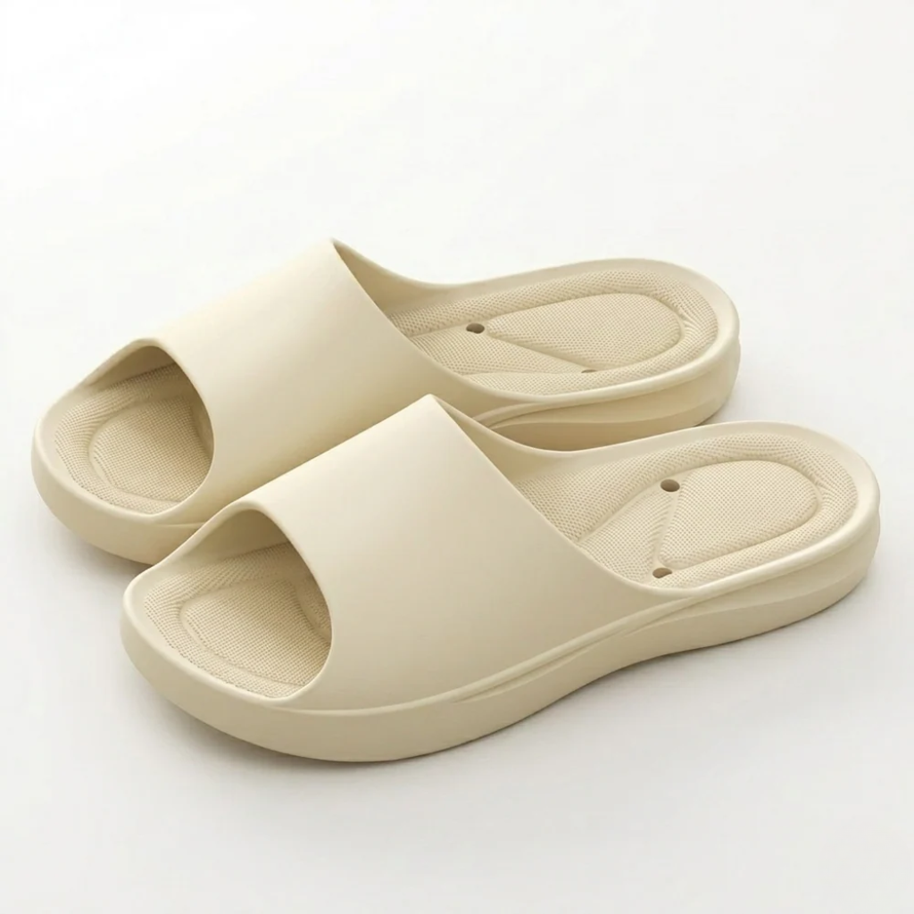 Women's Orthopedic Slide Sandals with Smooth Upper and Textured Footbed