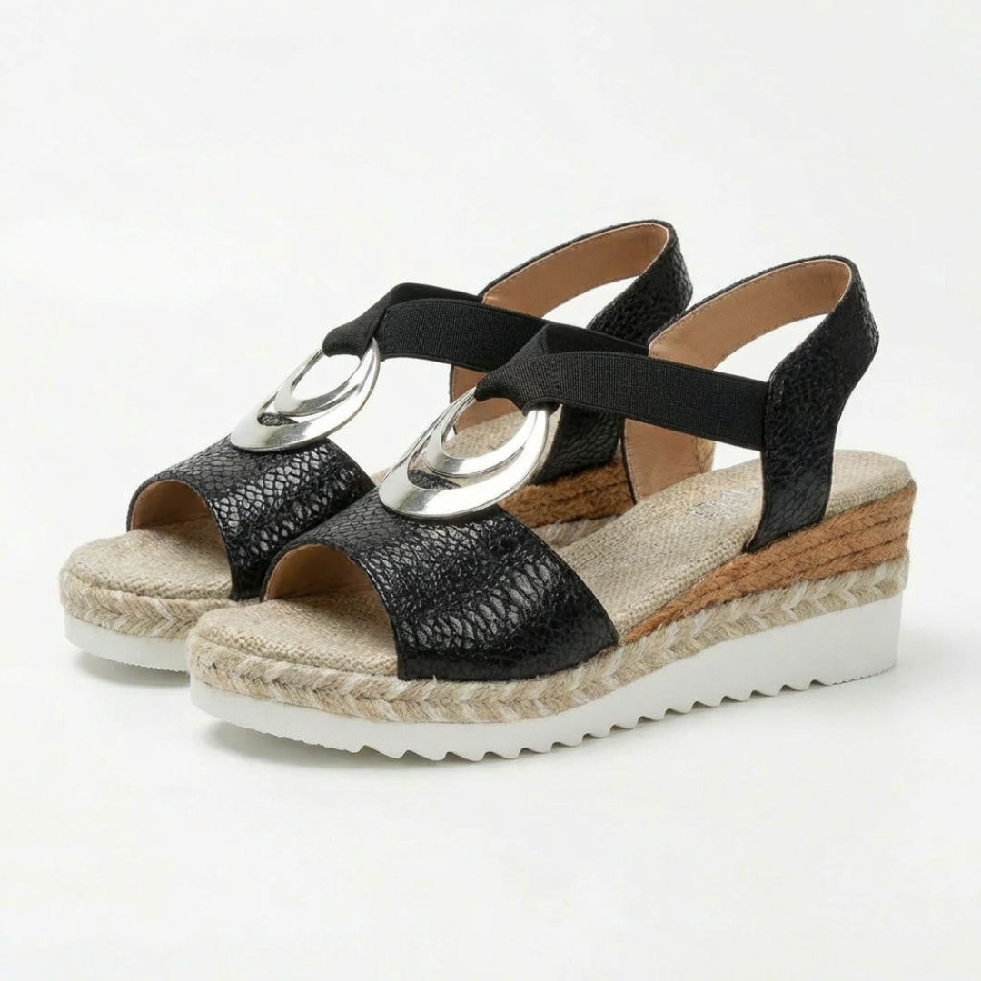 Women's Adjustable Leather Wedge Sandals for All-Day Comfort
