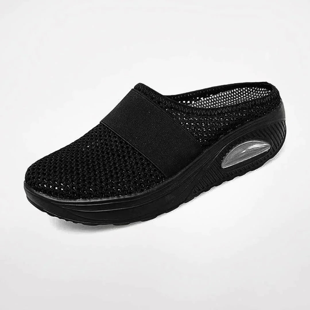 Women's Orthopedic Mesh Mules Air-Cushion Sole and Elastic Band Slip-Ons