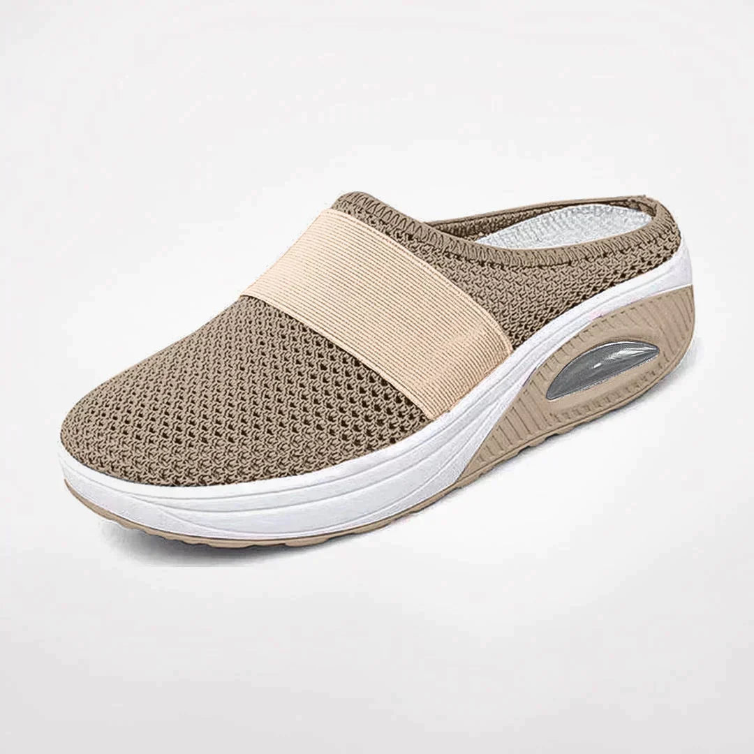 Women's Orthopedic Mesh Mules Air-Cushion Sole and Elastic Band Slip-Ons