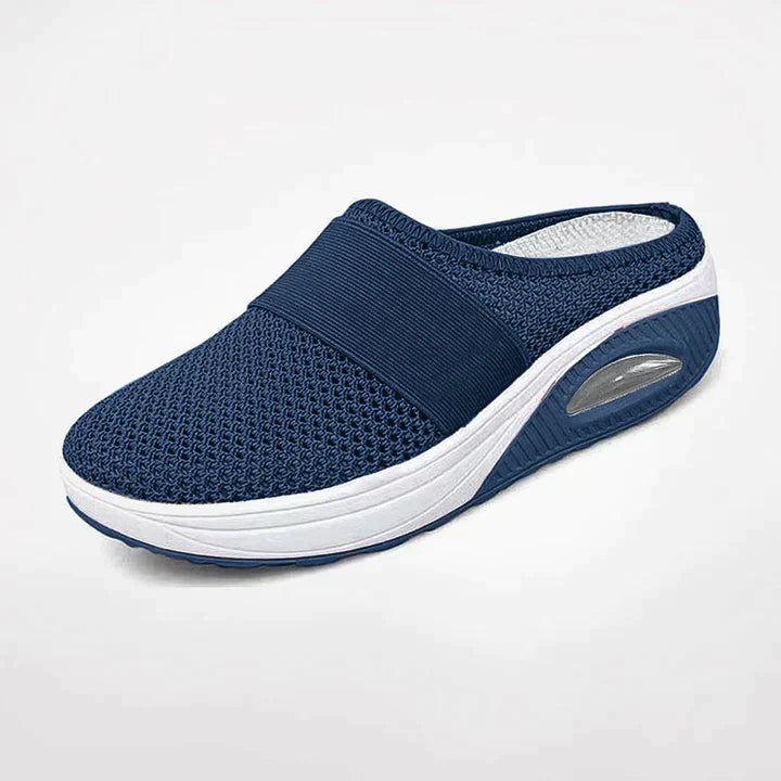 Women's Orthopedic Mesh Mules Air-Cushion Sole and Elastic Band Slip-Ons