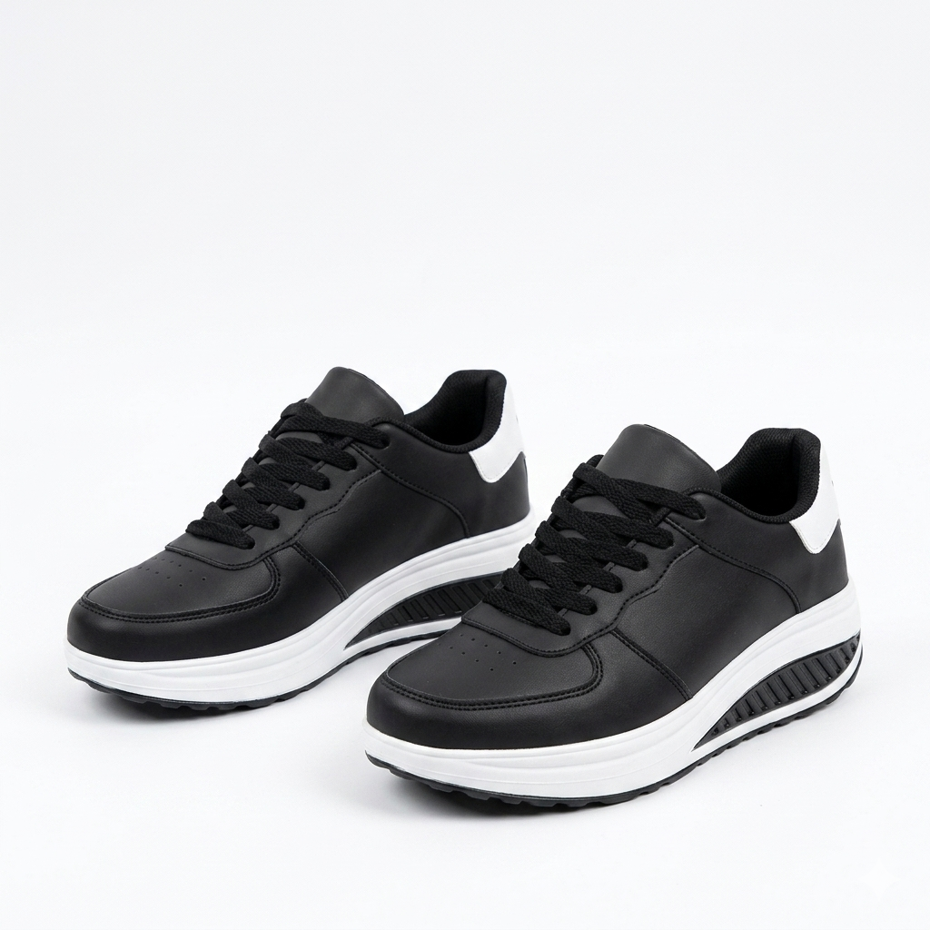 Women's Orthopedic Lace-Up Sneakers with Thick Contrast Sole and Perforated Toe Detail