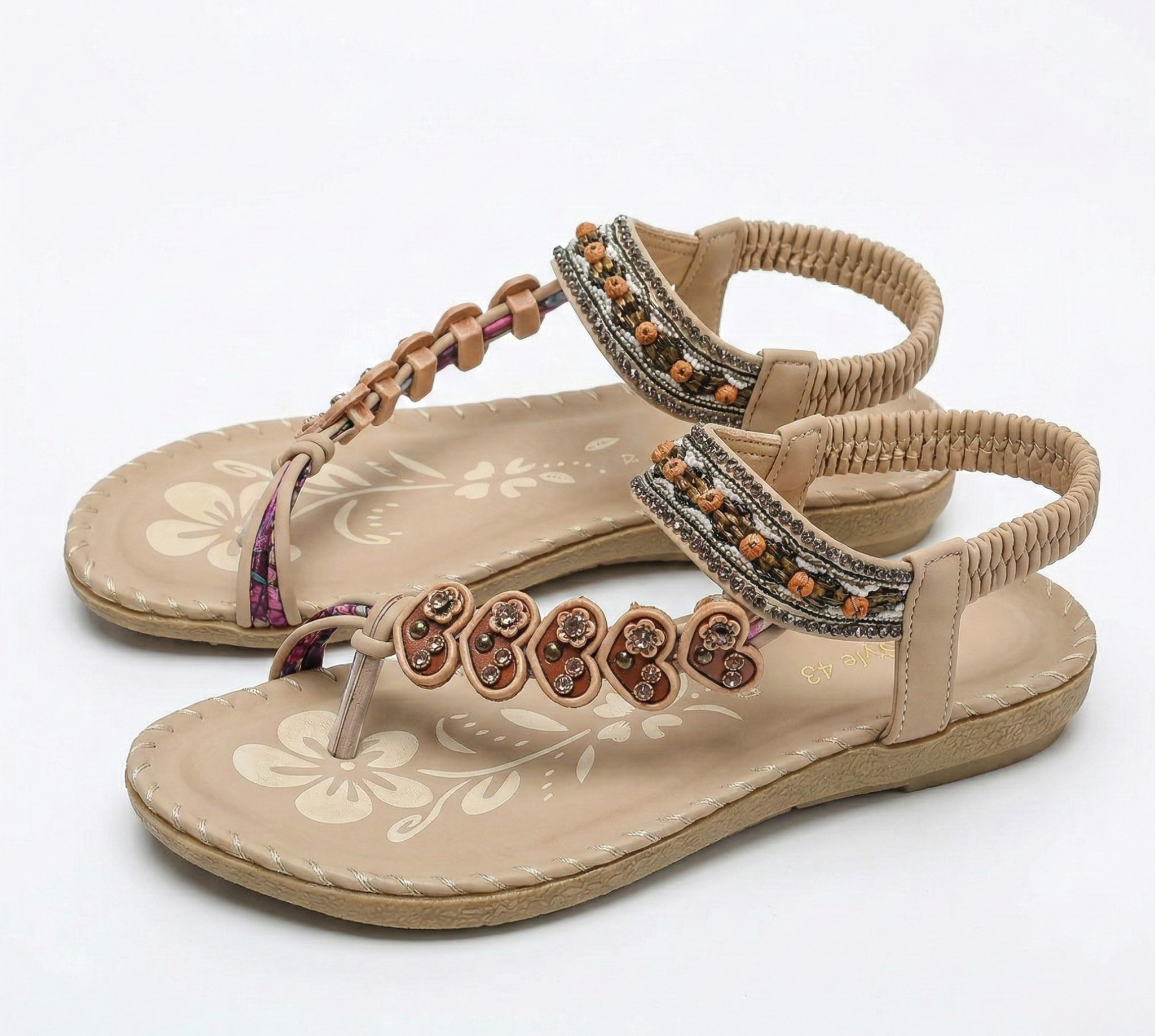 Women's Adjustable Leather Sandals with Boho Charm and All-Day Comfort