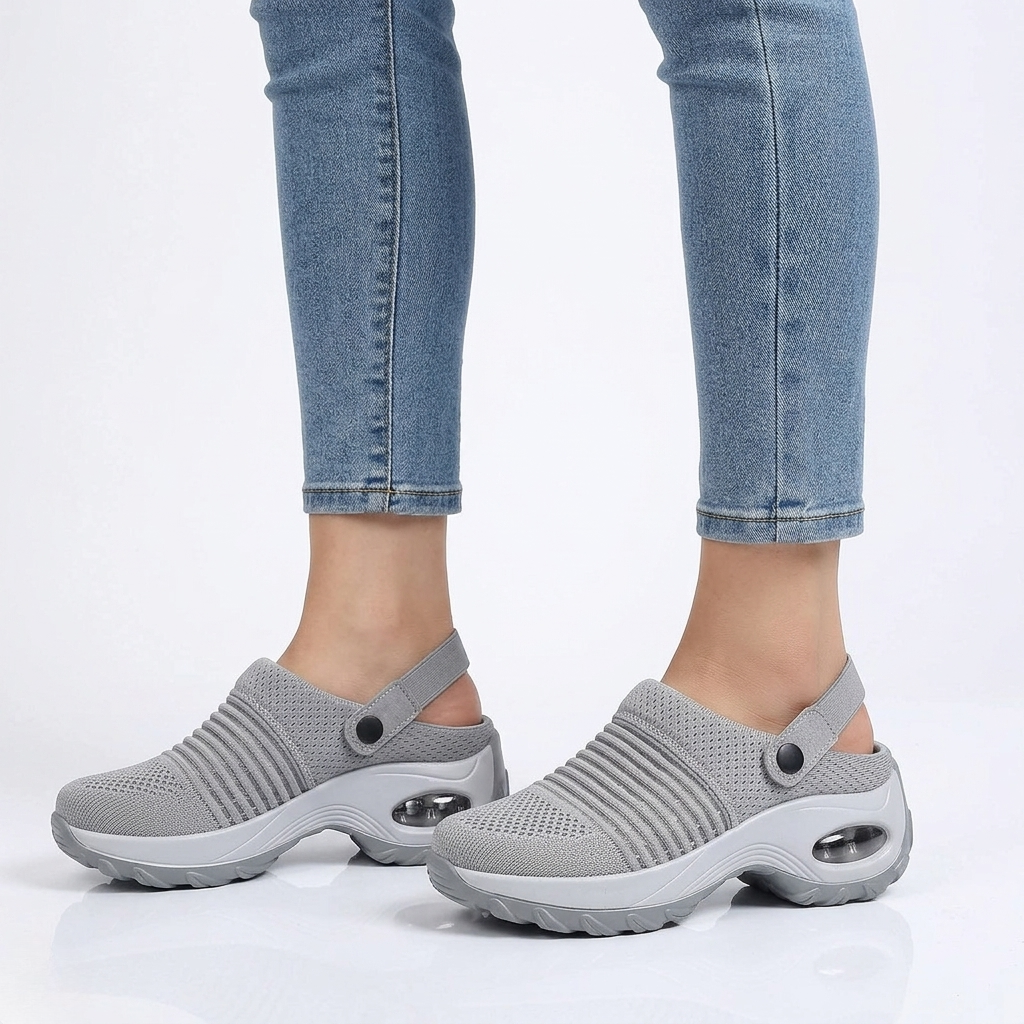 Women's Orthopedic Mesh Slingback Mules with Air Cushion Sole and Perforated Detail