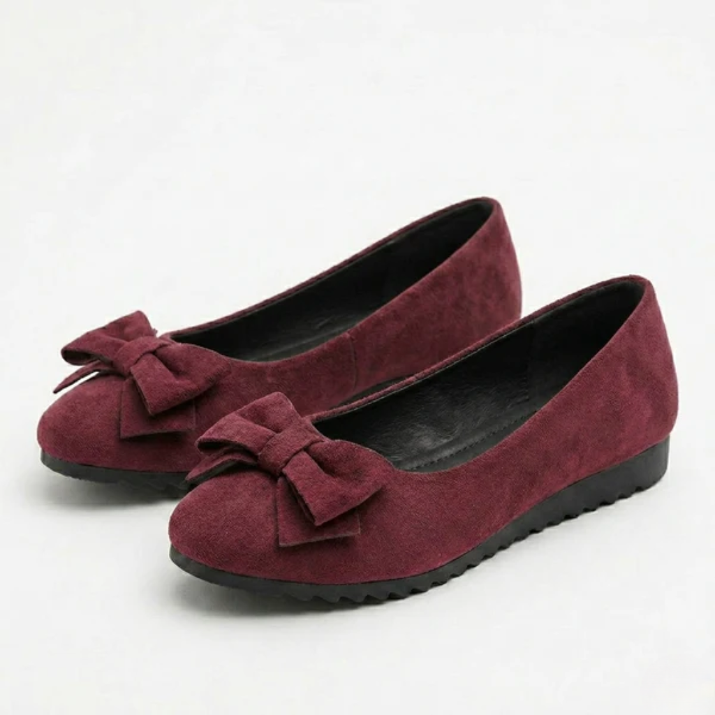 Women's Orthopedic Ballet Flats with Bow Detail and Cushioned Insole