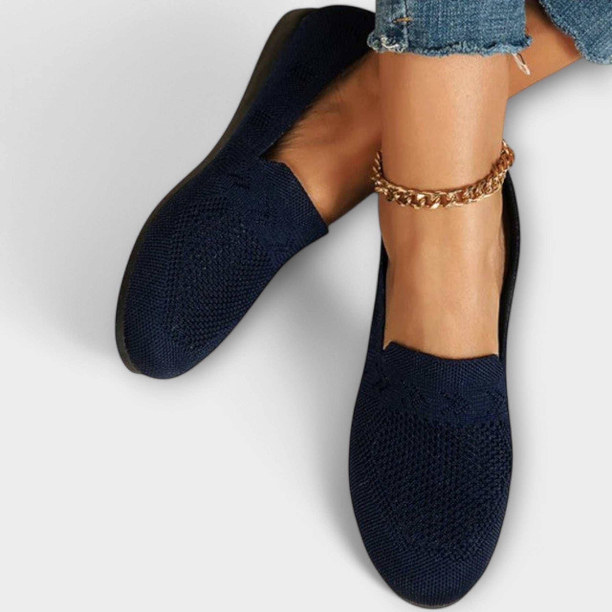 Women's Orthopedic Loafer Flats with Breathable Knit and Round Toe