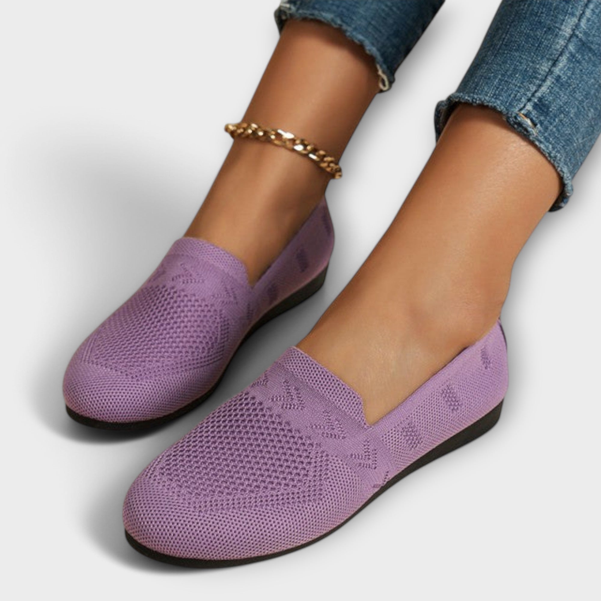 Women's Orthopedic Loafer Flats with Breathable Knit and Round Toe