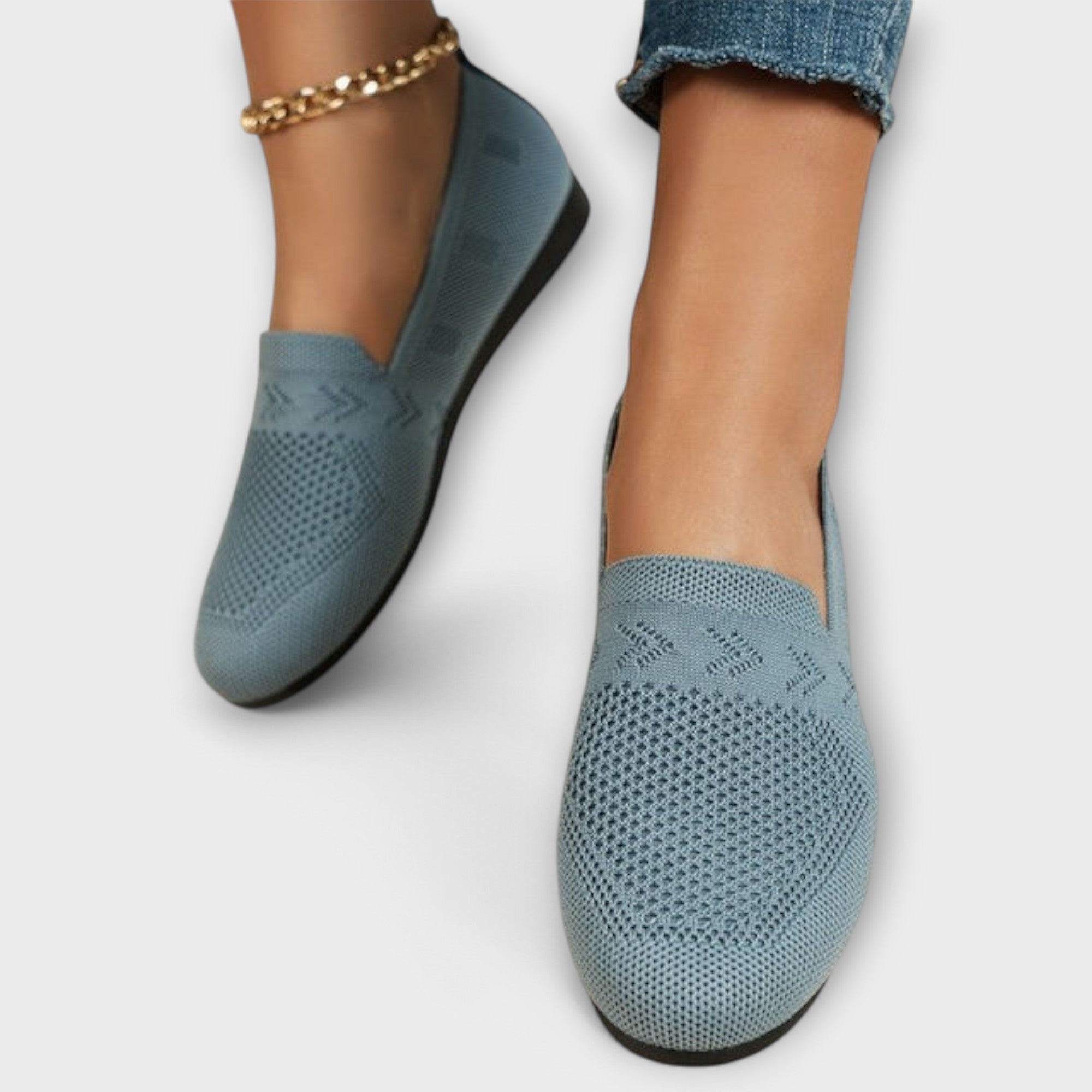 Women's Orthopedic Loafer Flats with Breathable Knit and Round Toe