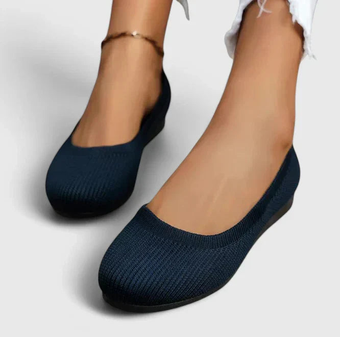 Women's Knit Ballet Flats with Quilted Insole and Round Toe