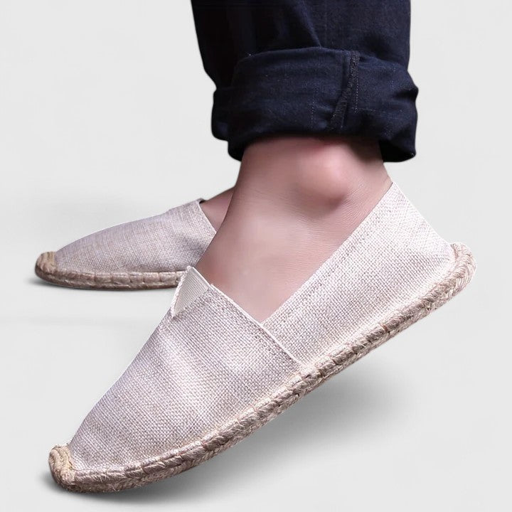Women's Linen Espadrilles with Jute Midsole and Round Toe
