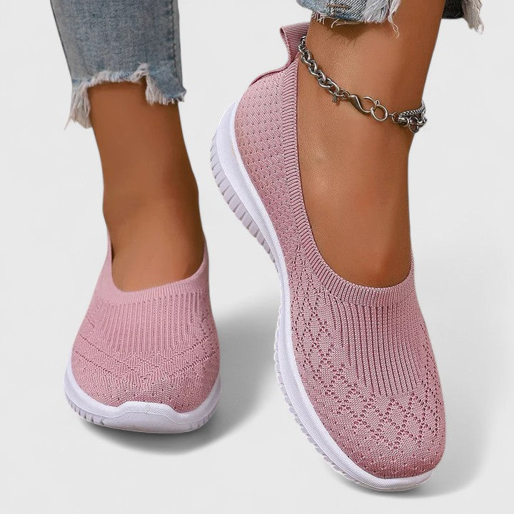 Women's Mesh Slip-on Sneakers with Flexible Sole and Breathable Knit Upper