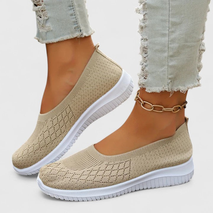 Women's Mesh Slip-on Sneakers with Flexible Sole and Breathable Knit Upper