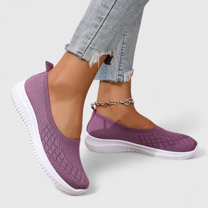 Women's Mesh Slip-on Sneakers with Flexible Sole and Breathable Knit Upper