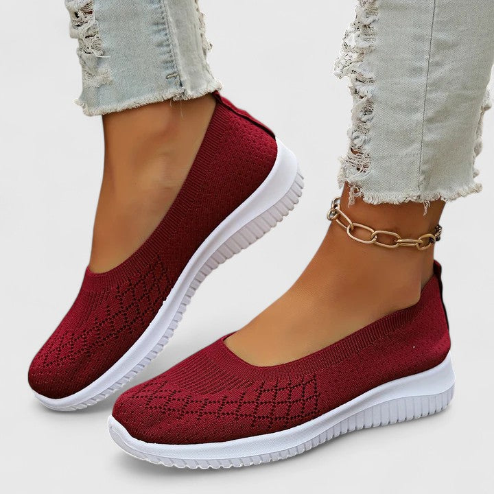 Women's Mesh Slip-on Sneakers with Flexible Sole and Breathable Knit Upper