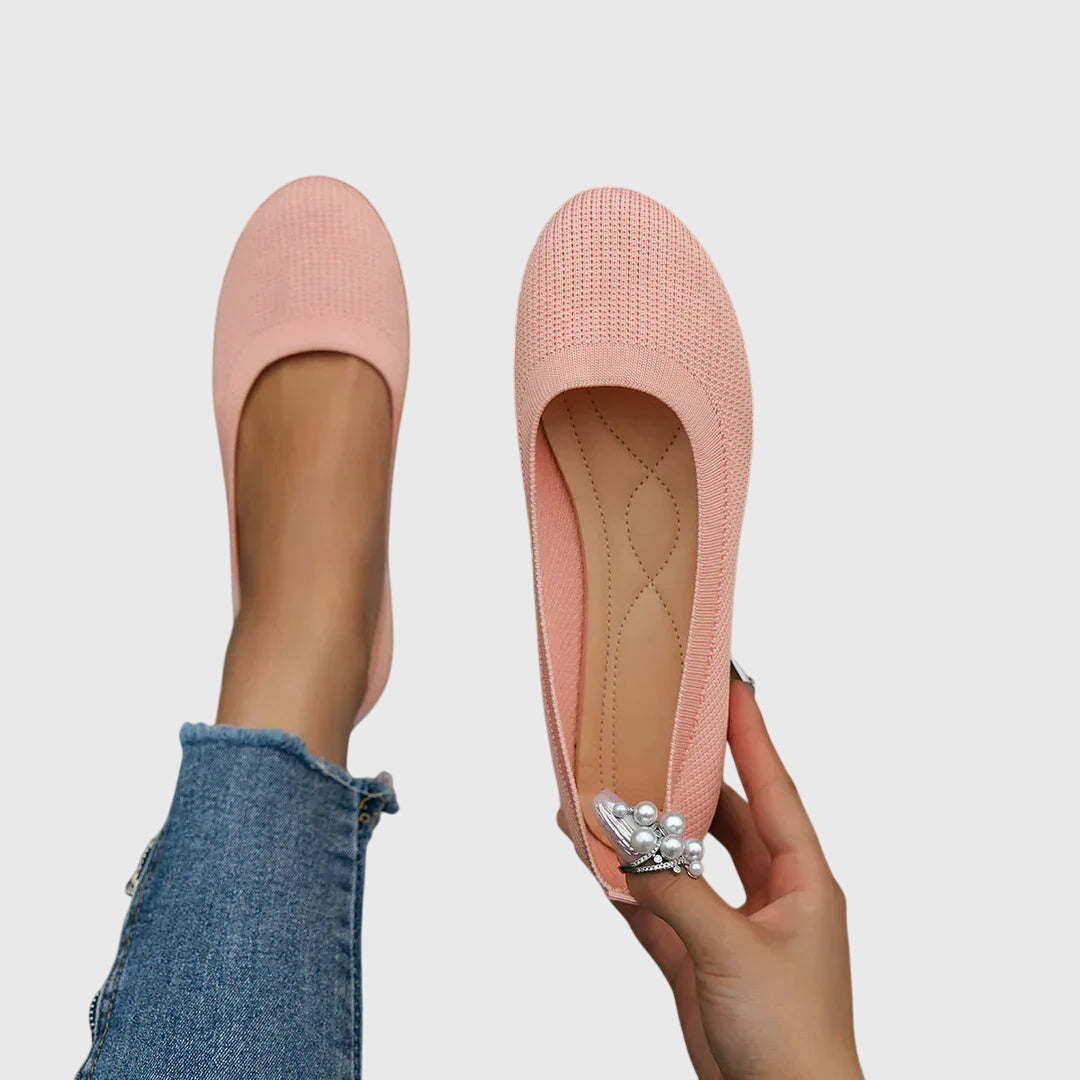 Women's Orthopedic Ballet Flats Knit Construction and Flexible Sole