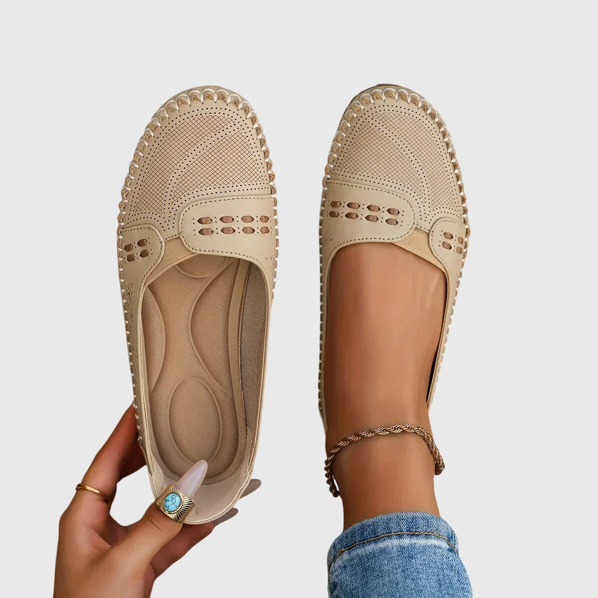 Women's Orthopedic Perforated Loafers with Flexible Sole