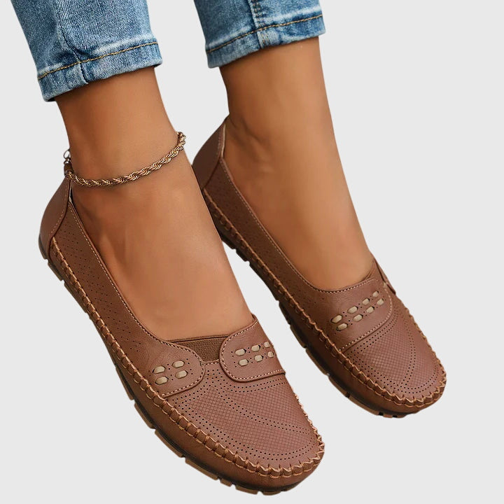 Women's Orthopedic Perforated Loafers with Flexible Sole