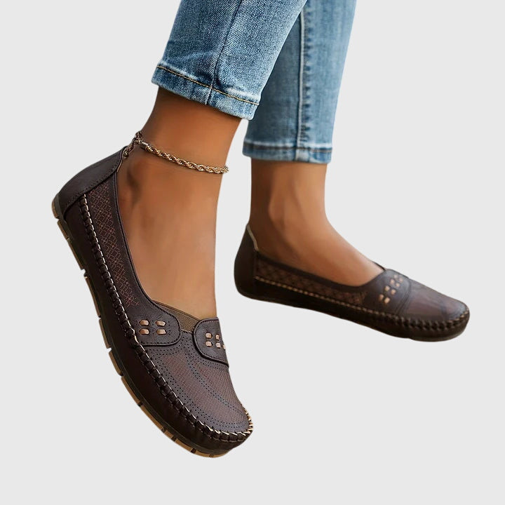 Women's Orthopedic Perforated Loafers with Flexible Sole