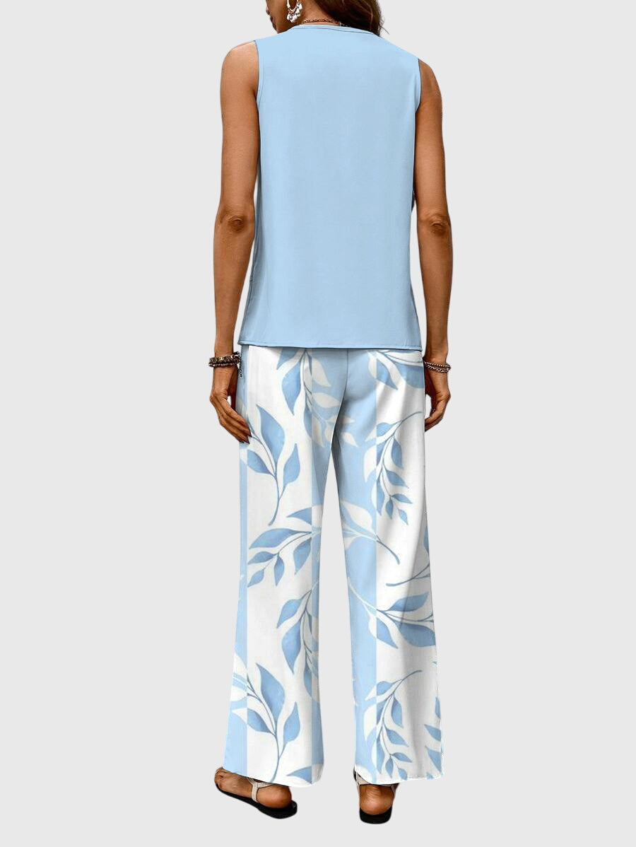 Women's 2-Piece Set Layered Sleeveless Top and Wide Leg Trousers