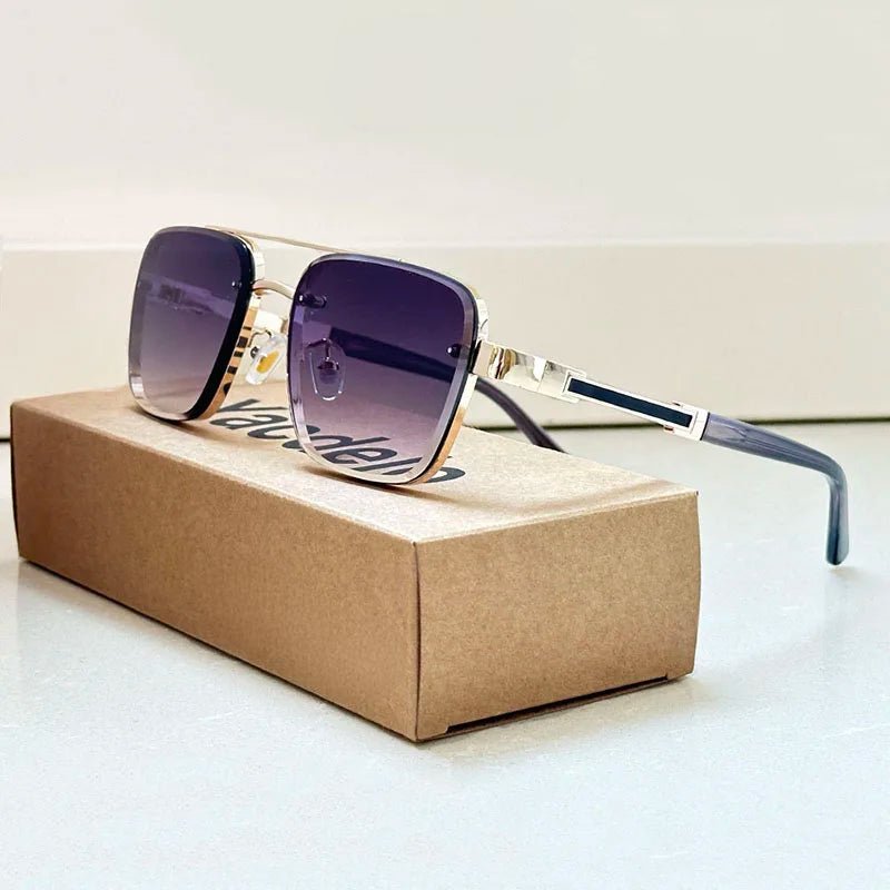 Women's Square Sunglasses Gradient Lenses and Retro Gold Frame