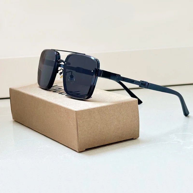 Women's Square Sunglasses Gradient Lenses and Retro Gold Frame