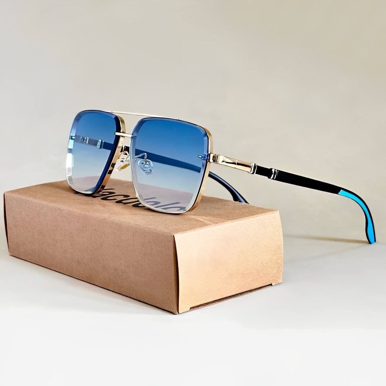 Women's Aviator Sunglasses Gradient Lenses and Rimless Square Frame