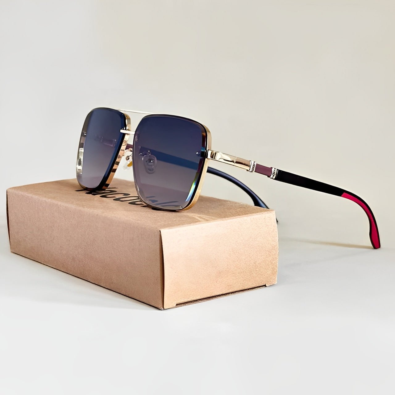 Women's Aviator Sunglasses Gradient Lenses and Rimless Square Frame