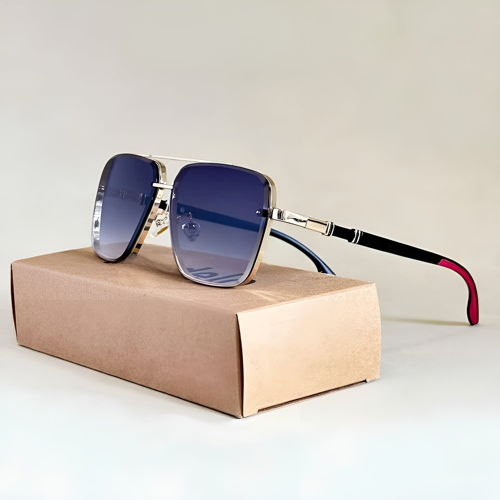 Women's Aviator Sunglasses Gradient Lenses and Rimless Square Frame