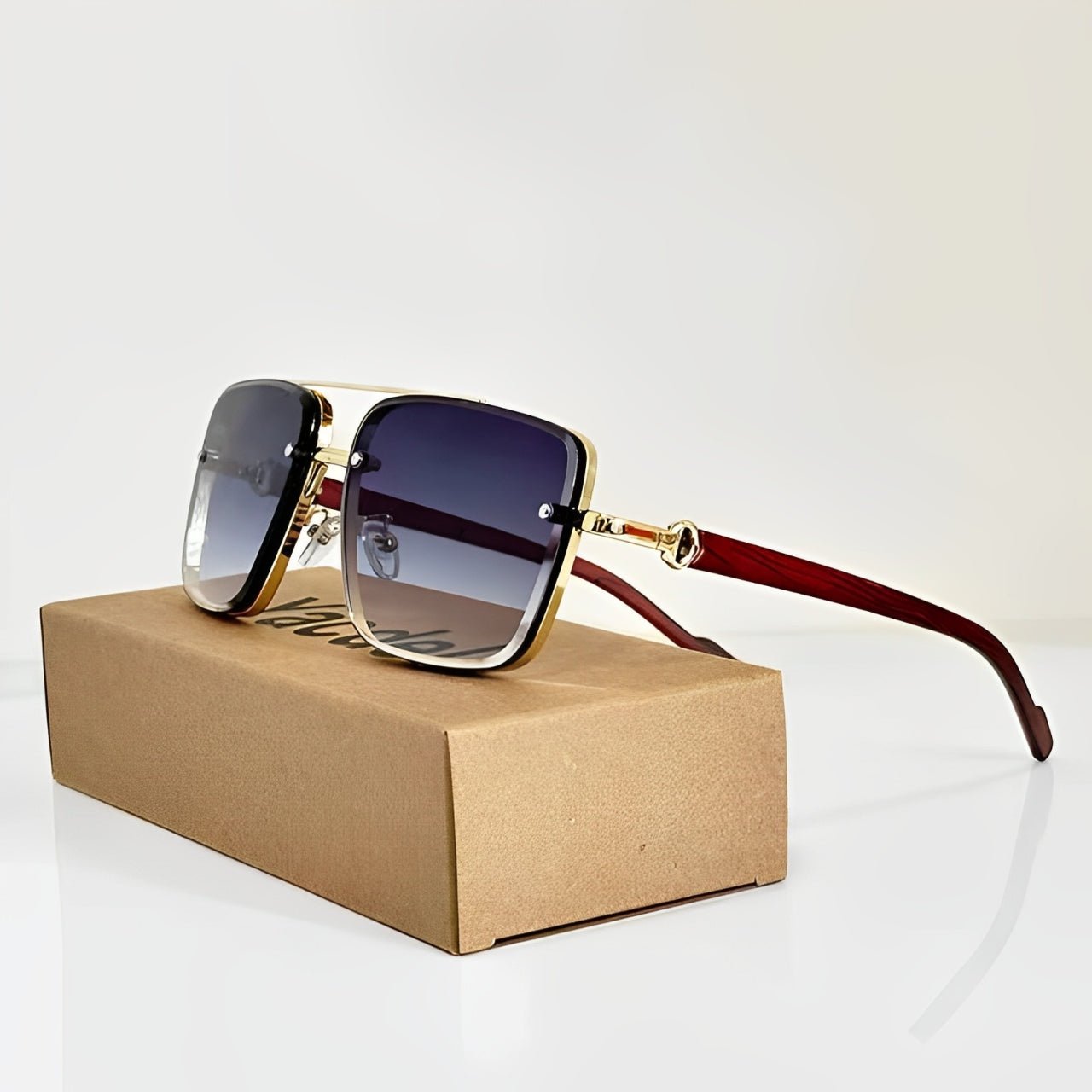 Women's Aviator Sunglasses Gradient Lenses and Wooden Temples