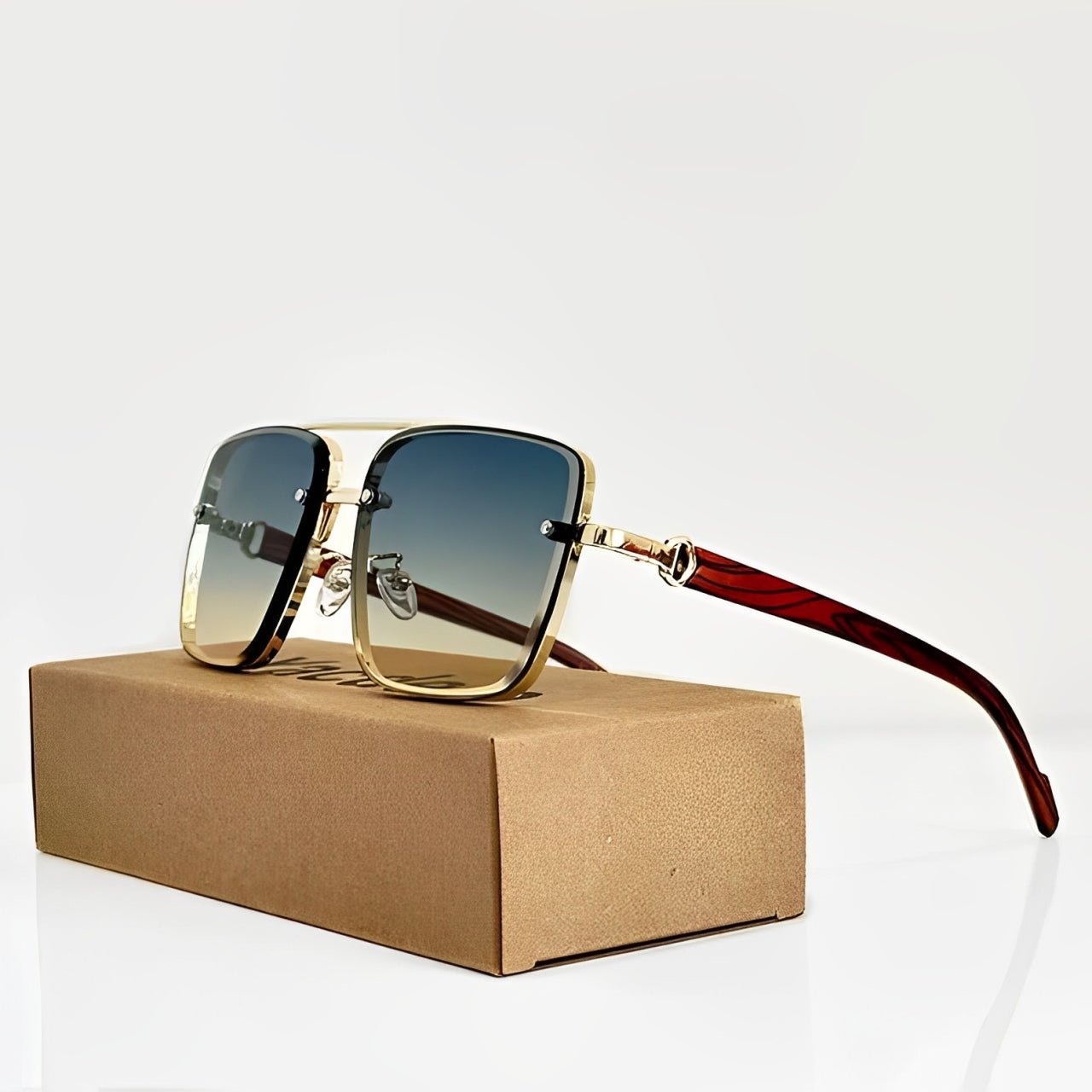 Women's Aviator Sunglasses Gradient Lenses and Wooden Temples