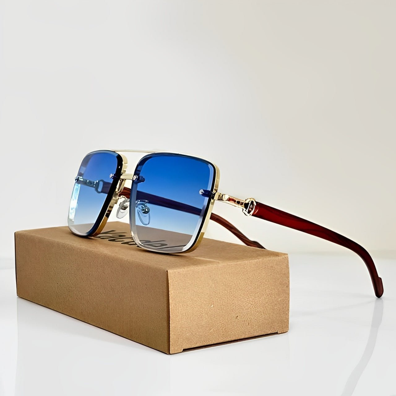 Women's Aviator Sunglasses Gradient Lenses and Wooden Temples