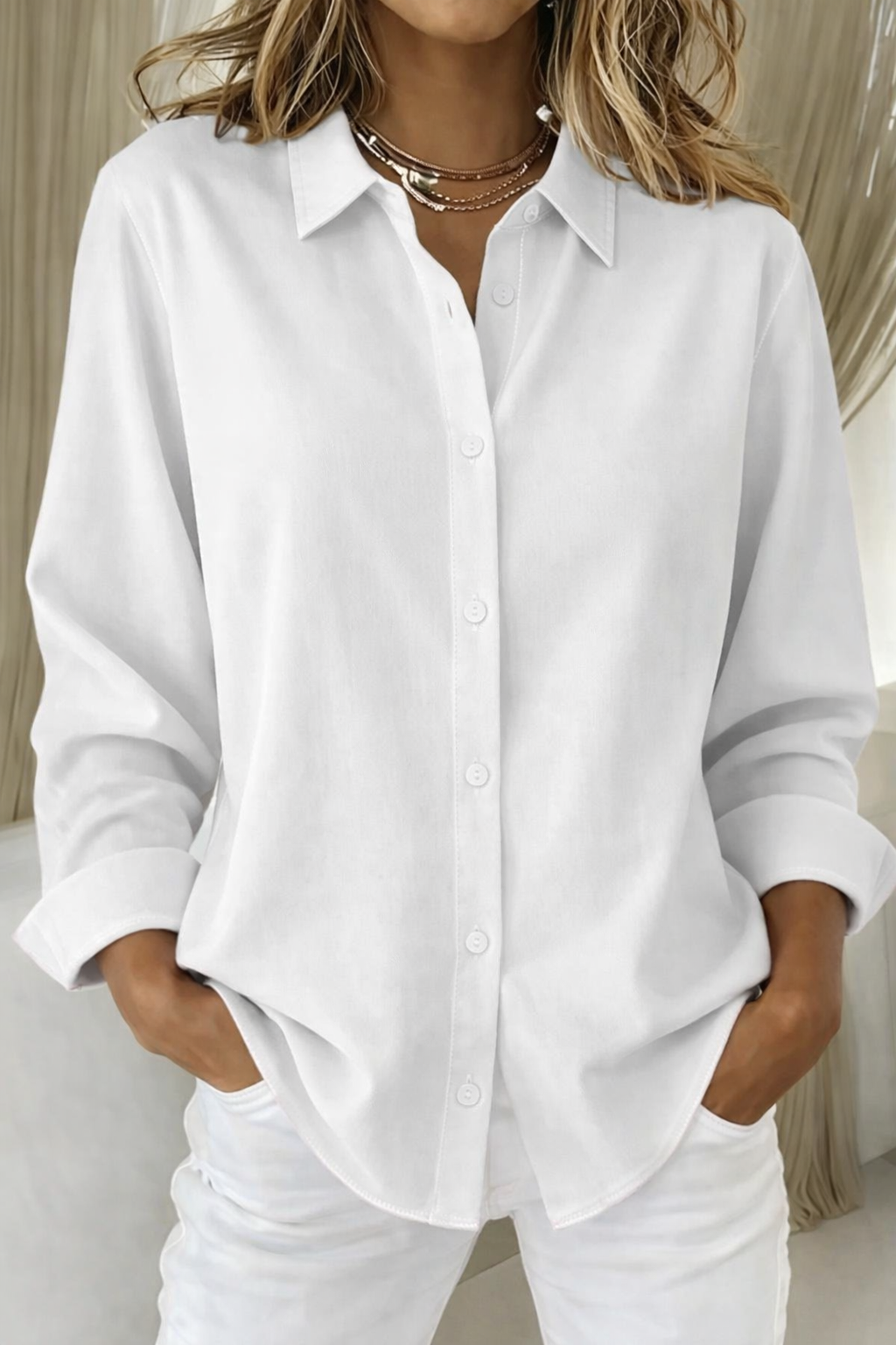 Women's Button-Down Shirt Casual Long Sleeve Blouse