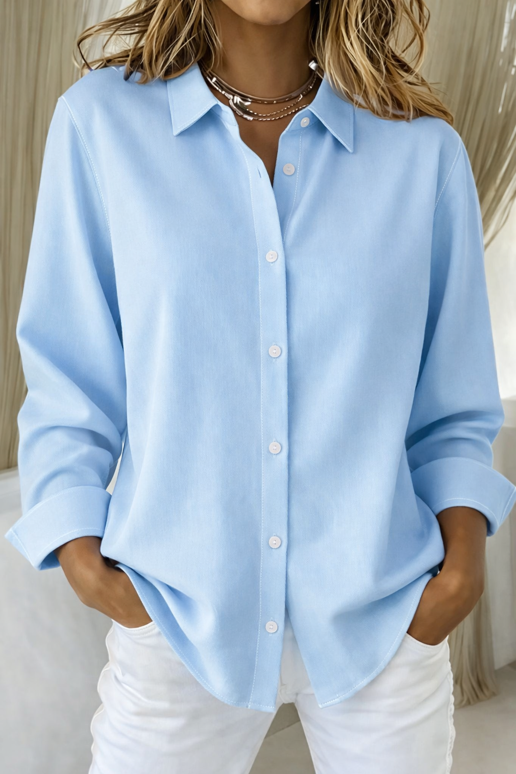 Women's Button-Down Shirt Casual Long Sleeve Blouse