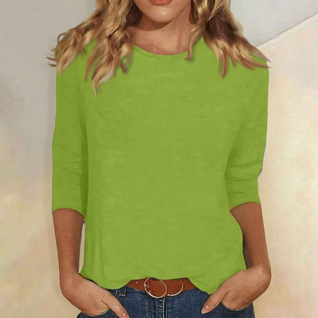 Women's Crew Neck Top Casual Three Quarter Sleeve Blouse