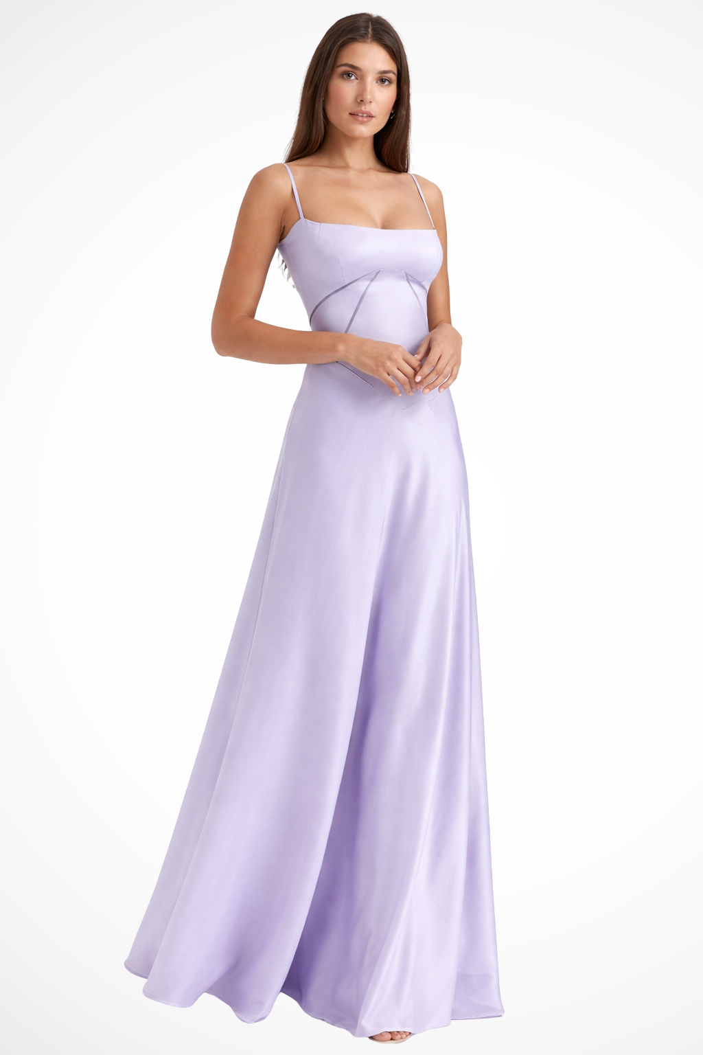 Women's Maxi Dress with Spaghetti Straps and Seamed Bodice Detail