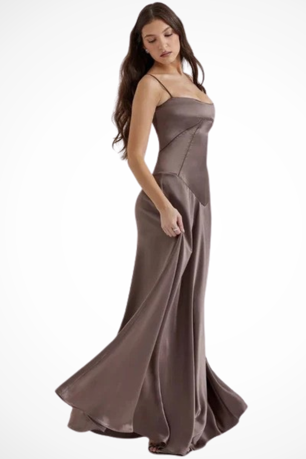 Women's Maxi Dress with Spaghetti Straps and Seamed Bodice Detail