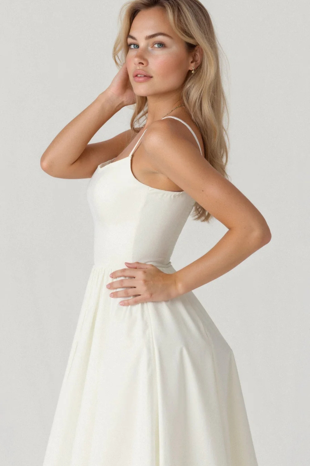 Women's A-Line Dress Scoop Neck Spaghetti Strap Midi