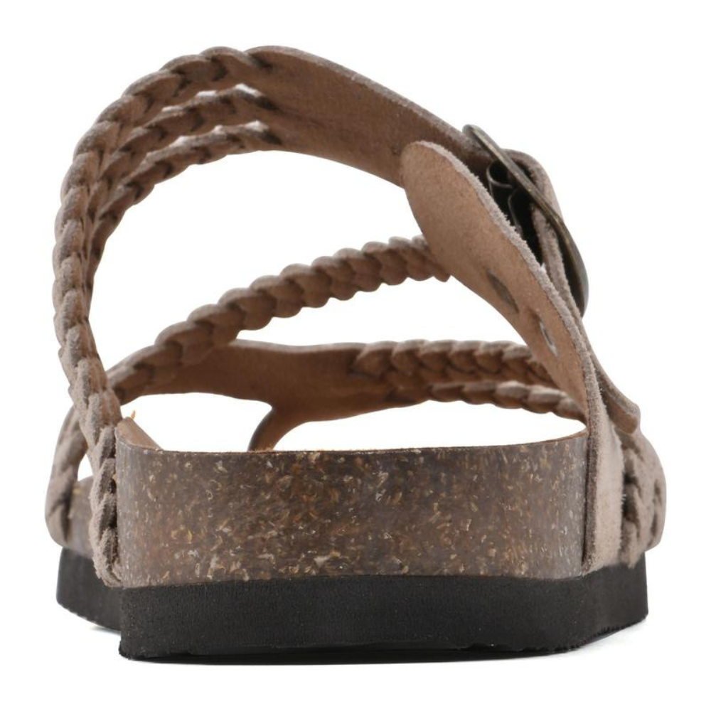 Women's Orthopedic Braided Buckle Flat Sandals Cork Sole